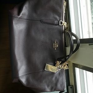 Brown leather coach bag
